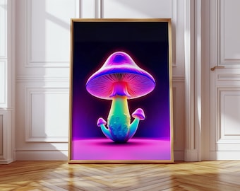Neonowe grzyby: psychodeliczna sztuka ścienna