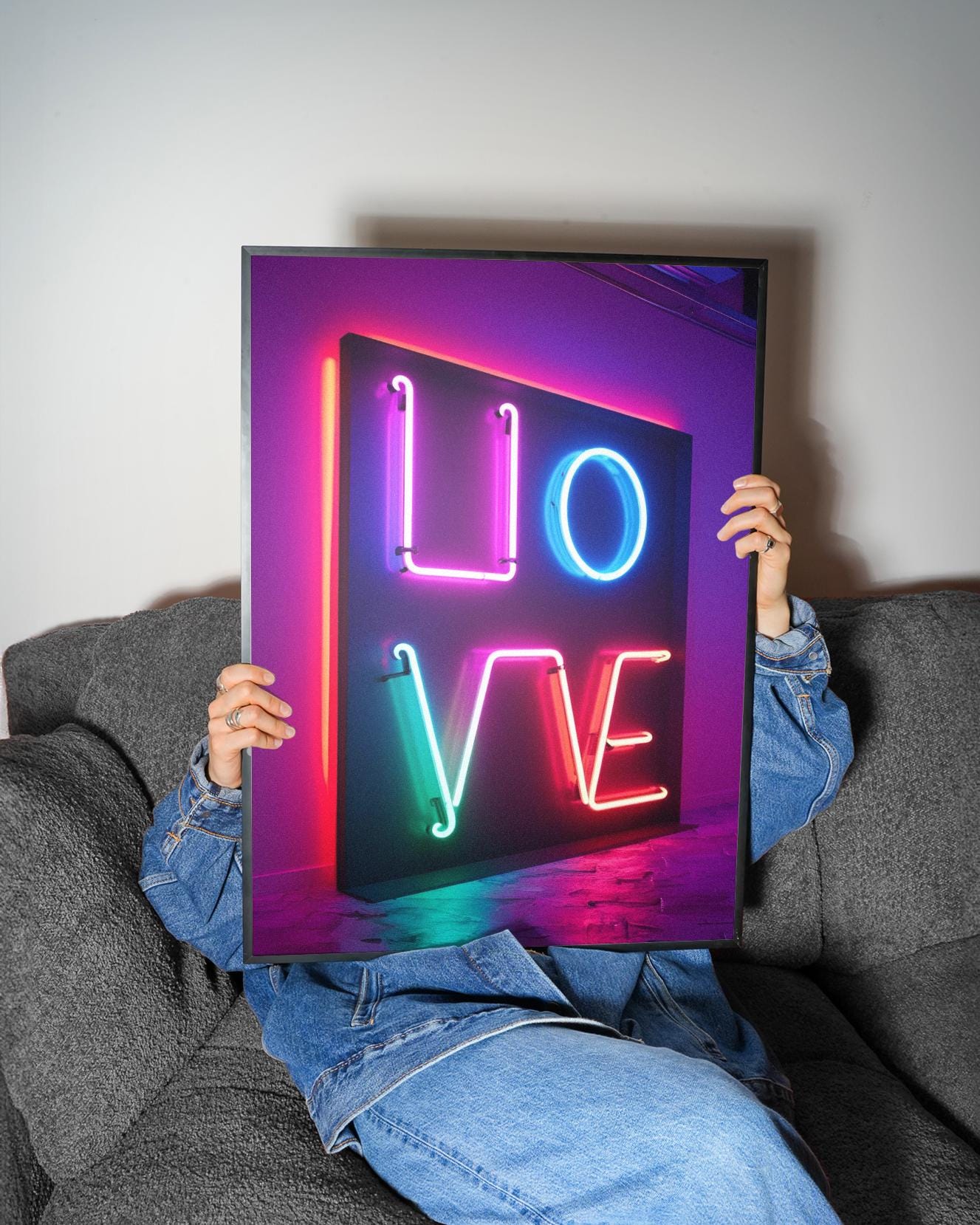 LOVE Neon Sign Art Print: Pink, Blue, Red LED Typography - Etsy Israel