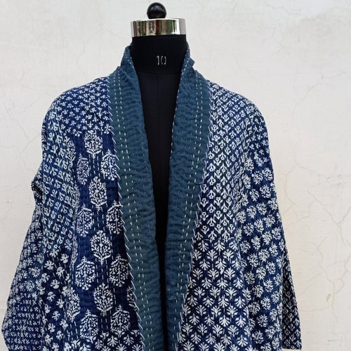 Indian Handmade Quilted Patchwork Kantha Jacket & Kimono - Etsy