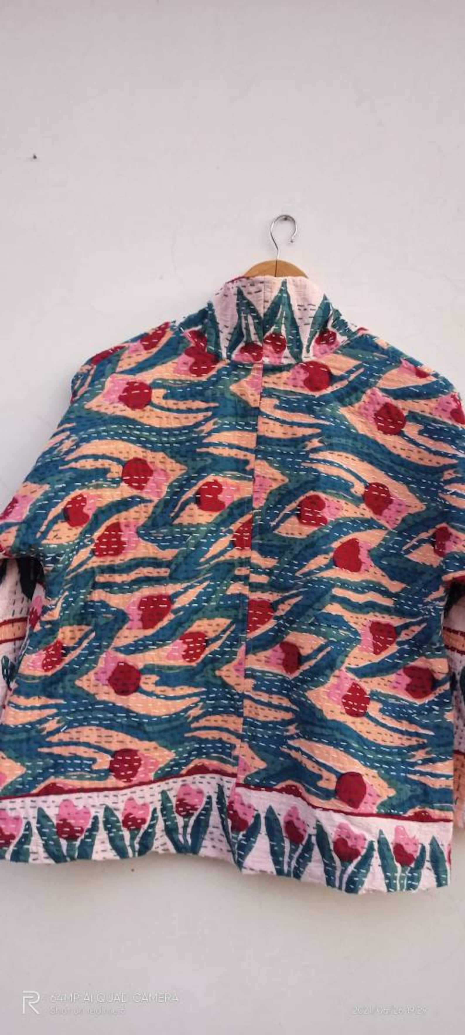New Indigo Kantha Quilted Short Kimono Women Wear Vintage Coat - Etsy