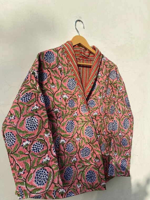 New Indigo Kantha Quilted Long Kimono Women Wear Vintage Coat | Etsy
