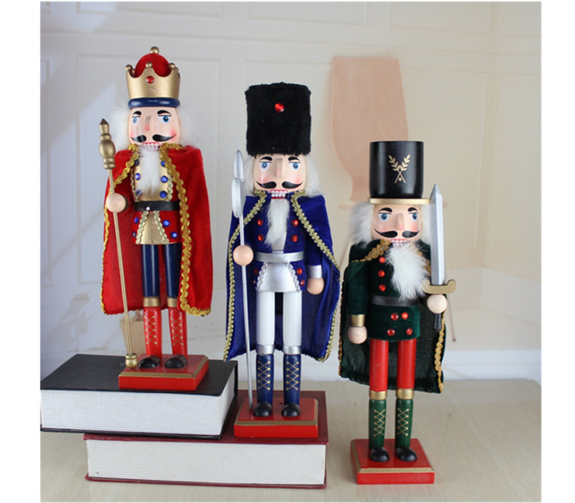 38cm Wooden Nutcracker 15＂Nutcracker Figurines Puppet Christmas Gift Collection Nut Crackers Wooden Toy Figure Wedding Party