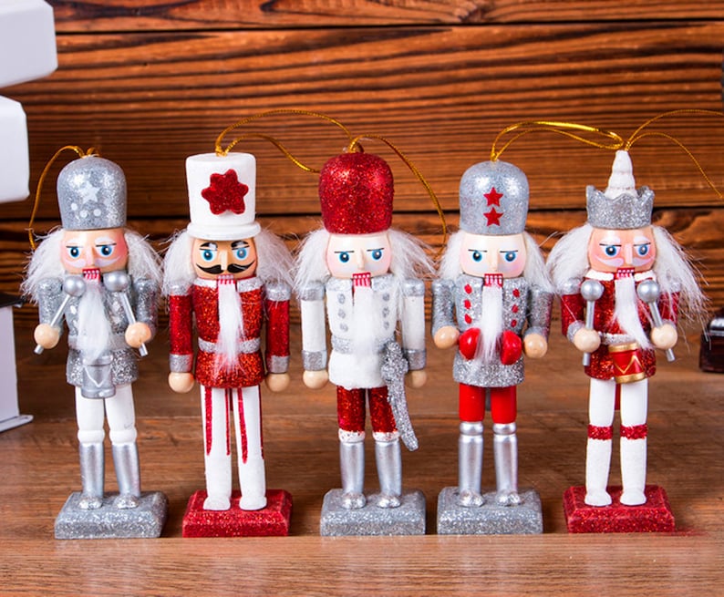 5pcs Vintage Wooden Nutcracker Doll 4.7 12cm Toy Etsy