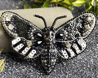 Moth brooch, Butterfly brooch, Gothic brooch, Witch brooch, dead head moth