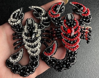 Handmade Beaded Scorpion Brooch: Rhinestone Insect Pin