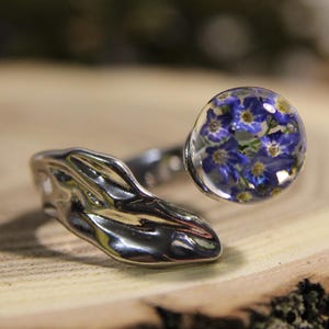 Forget-me-not ring, pressed flower ring, Botanical Ring, pressed flower jewelry