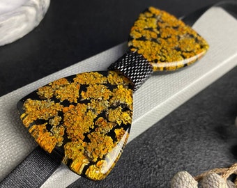 Resin bow tie, forest bow tie, lichen bow tie,