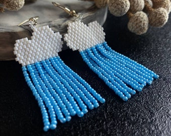 Cloud Beaded Dangle Earrings: Unique Charm Jewelry