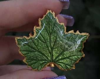Green Leaf Brooch, Real leaf brooch, leaf pin