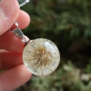 Dandelion Necklace Pendant, Dried Flower Necklace, Natural Dandelion