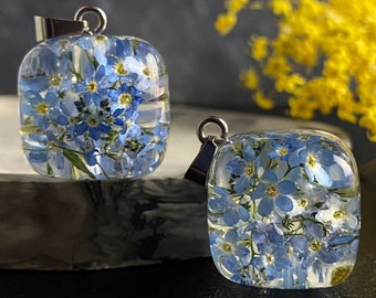 Ciondolo a forma di fiore naturale, in argento Sterling, doppio