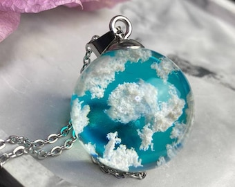 Resin cloud necklace, Cloud necklace, cloud pendant, cloud jewelry