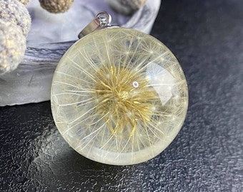 Price reduced! Read the description. Dandelion Necklace Pendant: Dried Flower Resin Jewelry