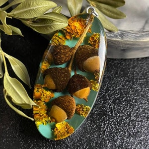 RESERVED FOR DONNA | Acorn Pendant, Acorn necklace, Terrarium Resin Jewelry, Botanical Jewelry