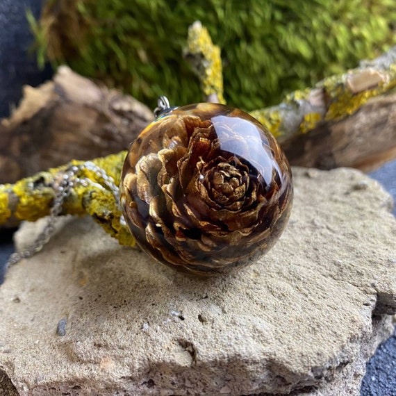 Pine cone resin best sale necklace
