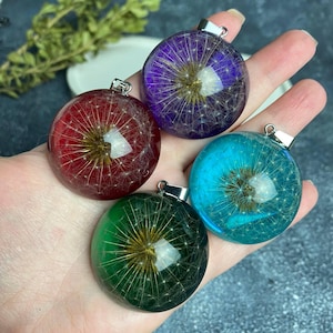 Dandelion Necklace Pendant, Dried Flower Necklace, Natural Dandelion,