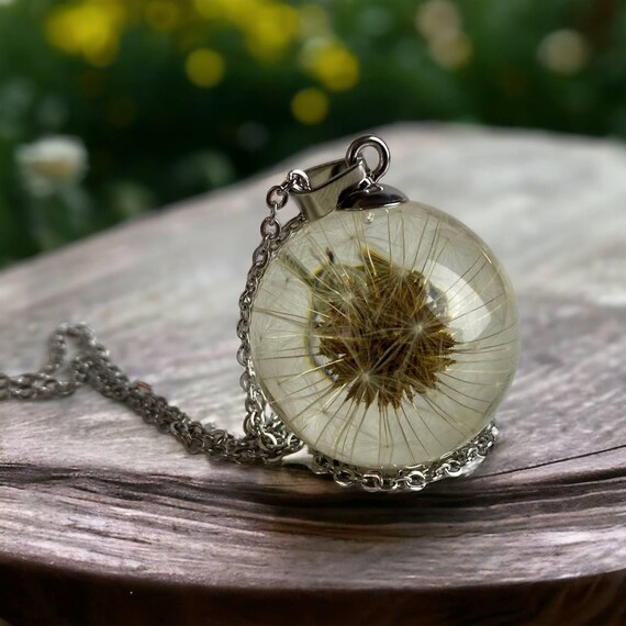 Dandelion Necklace Pendant Dried Flower Necklace Natural Dandelion Etsy Canada