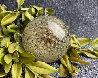 Handmade Dandelion Resin Pendant Necklace: Dried Flower Jewelry