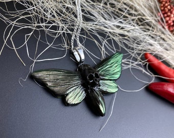 Moth necklace, butterfly necklace, gothic necklace, necklace for witch