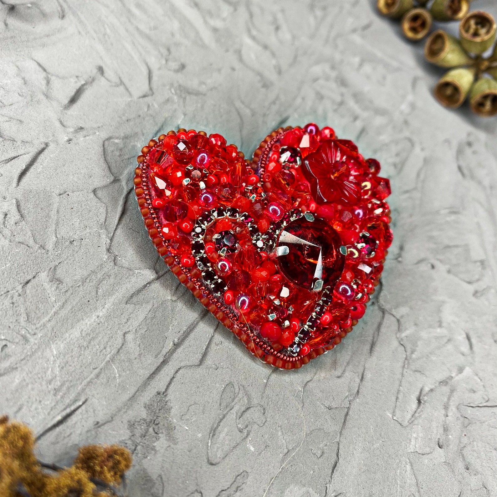 Heart brooch heart pin brooch red heart Etsy