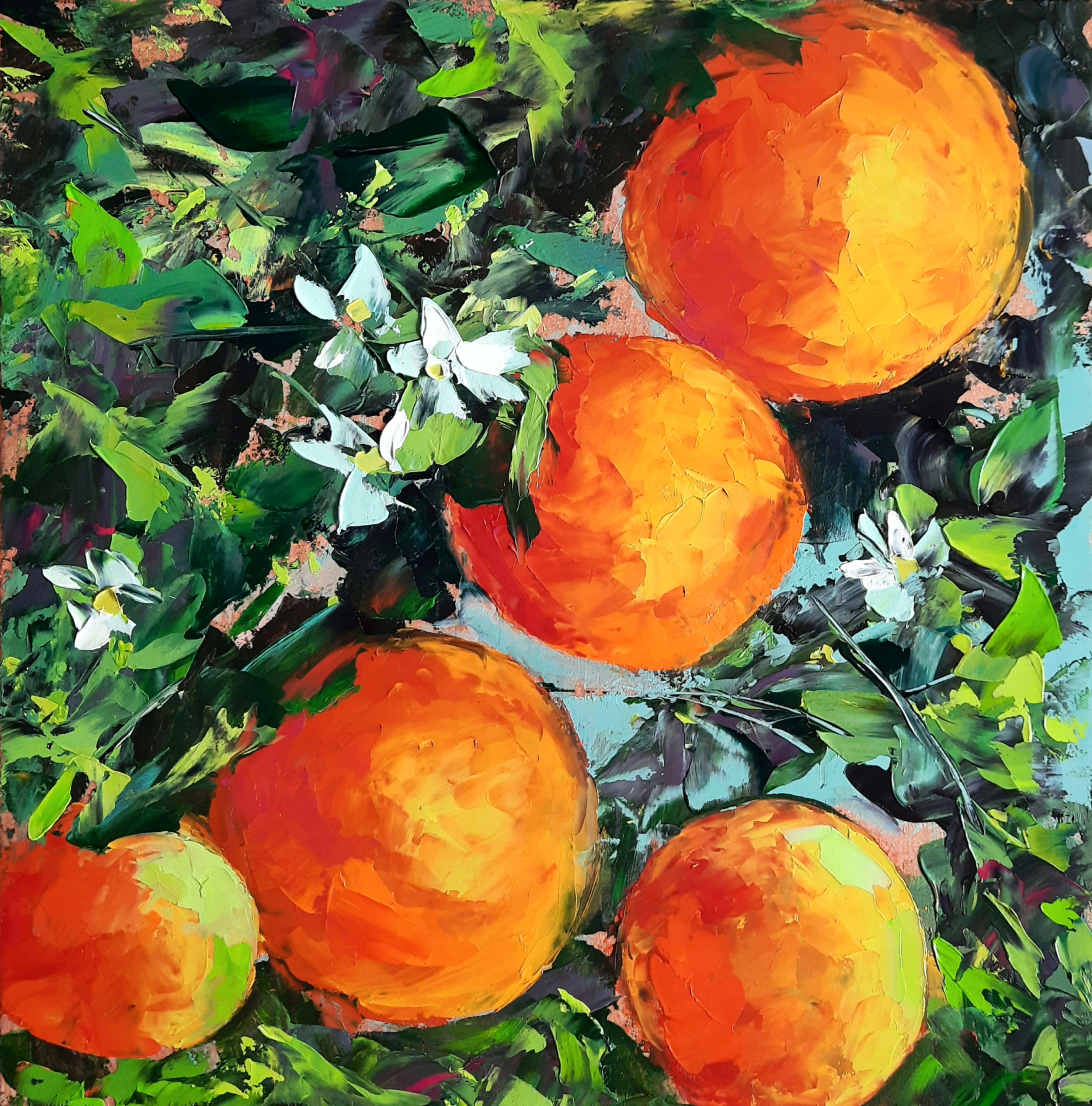 Orange Painting Original Art Fruit Wall Art Orange Tree Oil Etsy