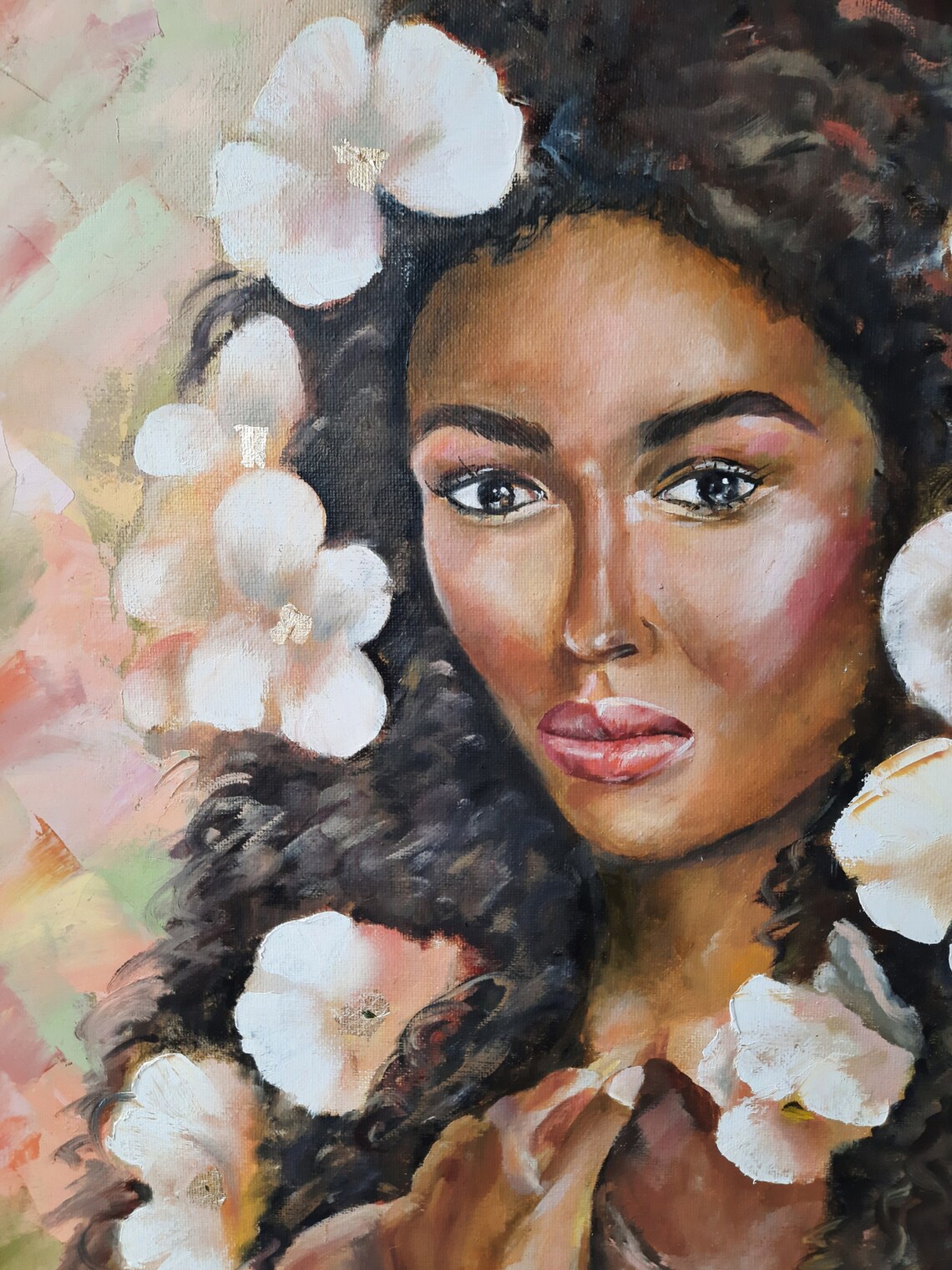 Black Woman Painting Original African Art Afro American Etsy