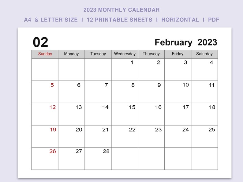 Monthly Planner Printable Monthly Calendar 2023 Printable Etsy