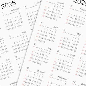 2024-25 Calendar Printable, Yearly Calendar, Minimalist Calendar ...