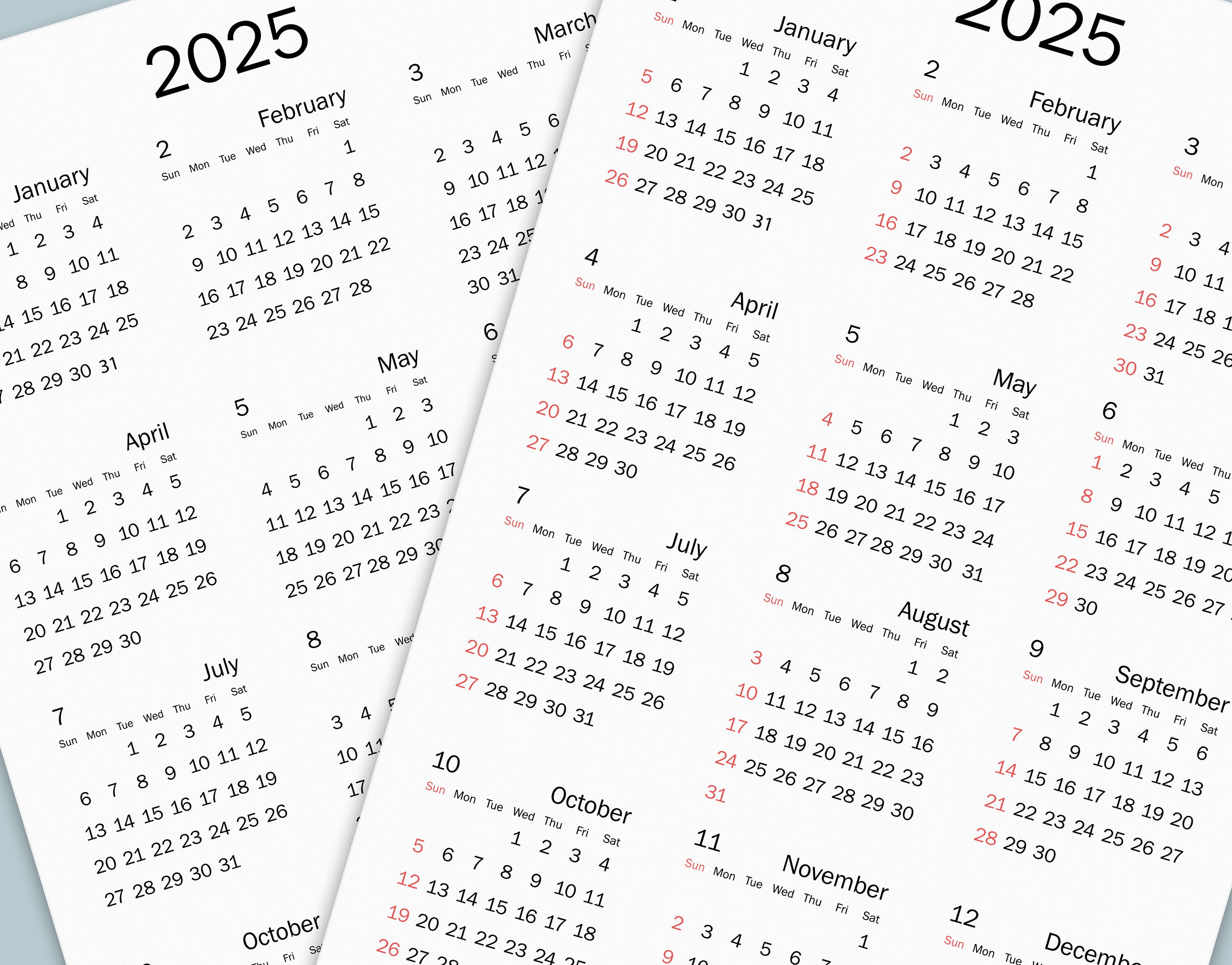 202425 Calendar Printable, Yearly Calendar, Minimalist Calendar