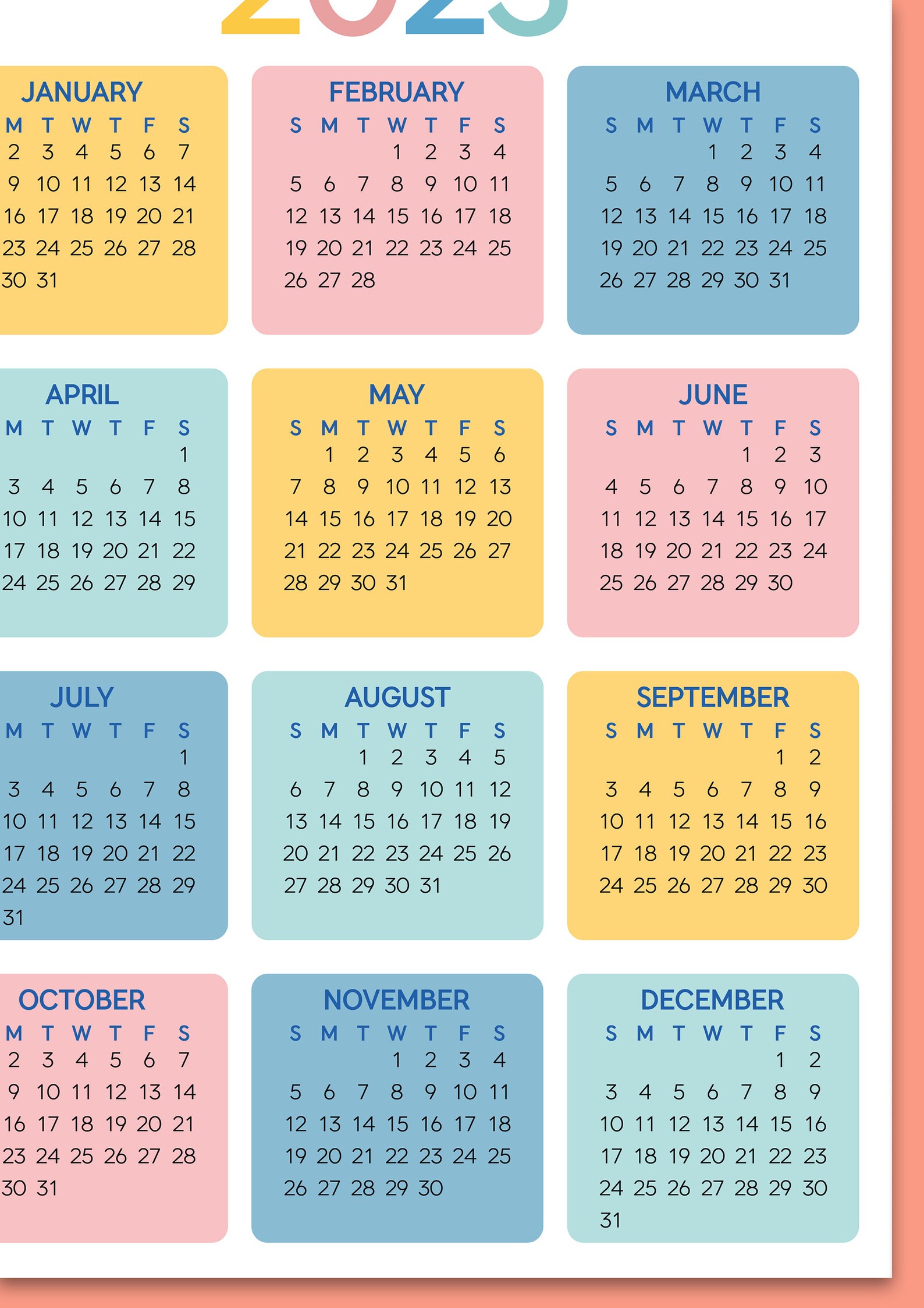 2023 Calendar Printable yearly Calendar 2023 Calendar yearly Calendar 