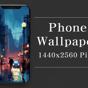 Night Cityscape Phone Wallpaper, Jazz Street Art (Digital Download)