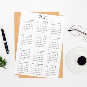 2024-25 Calendar Printable, Yearly Calendar, Minimalist Calendar ...