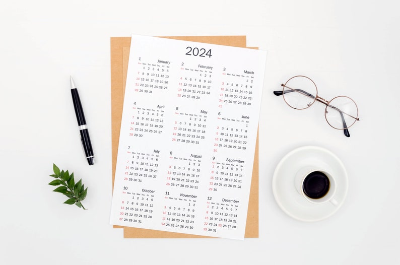 2024-25 Calendar Printable, Yearly Calendar, Minimalist Calendar ...