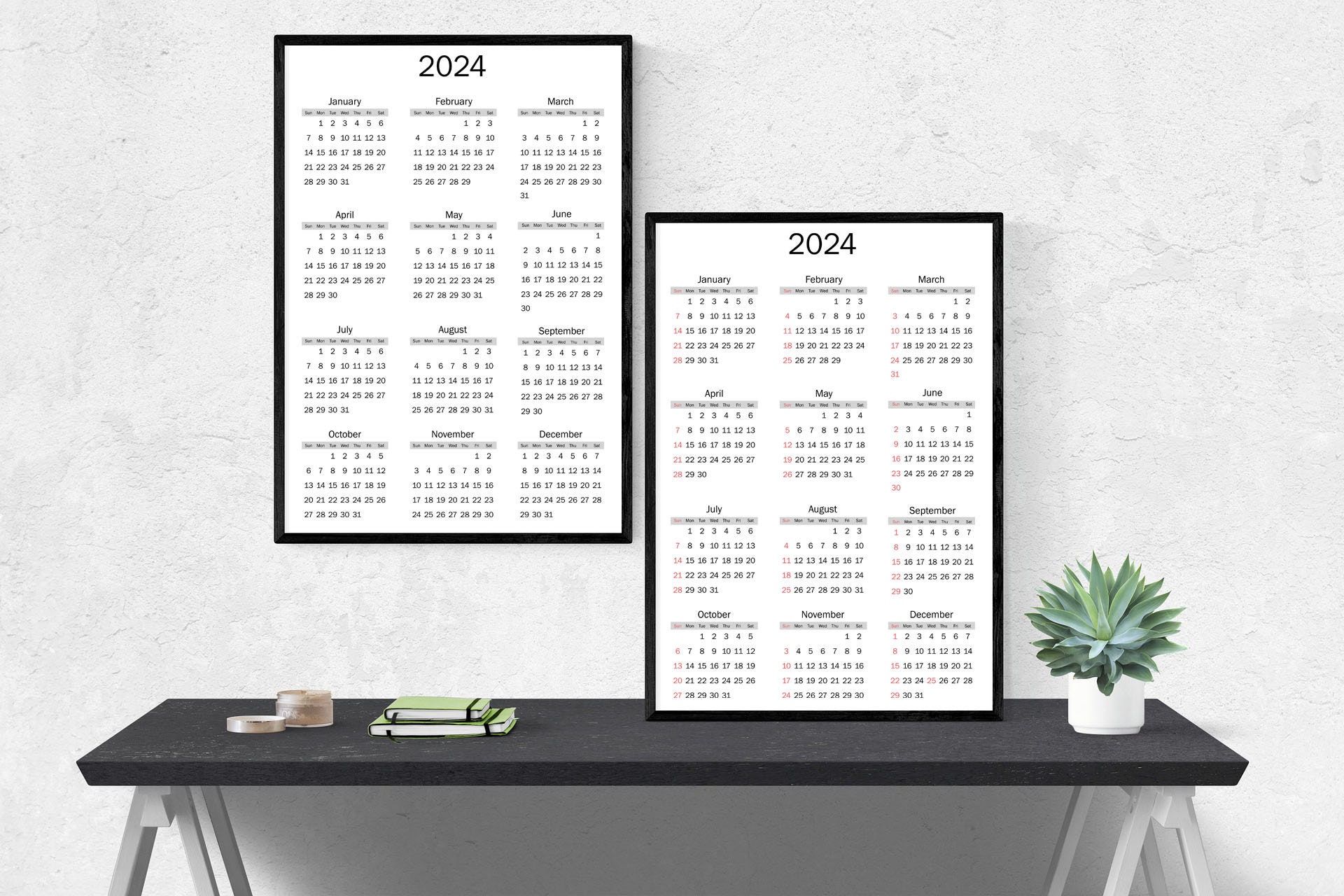 2024-25 Calendar Printable, Yearly Calendar, Minimalist Calendar ...