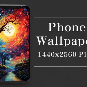 Van Gogh Style Phone Wallpaper, Fantasy Landscape (Digital Download)