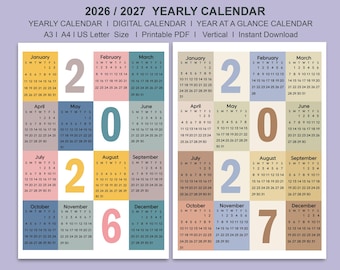 2026-2027 Minimalist Vertical Calendar | Printable PDF