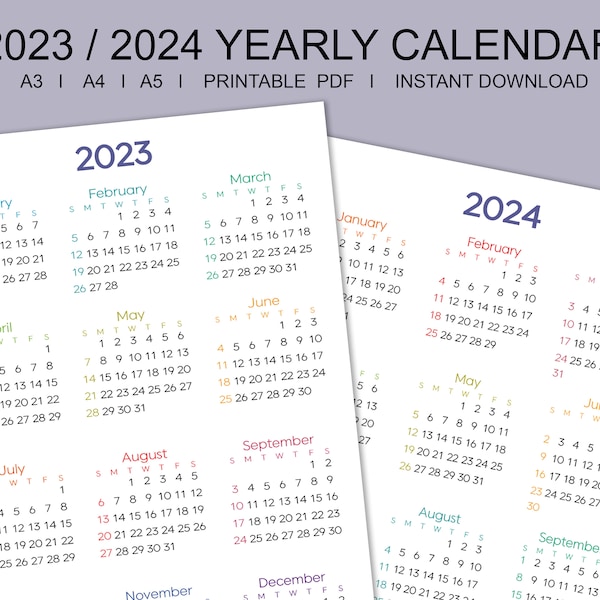 2023 calendar printable, 2023 yearly calendar, year at a glance printable, year calendar 2023 printable, yearly calendar printable, pdf