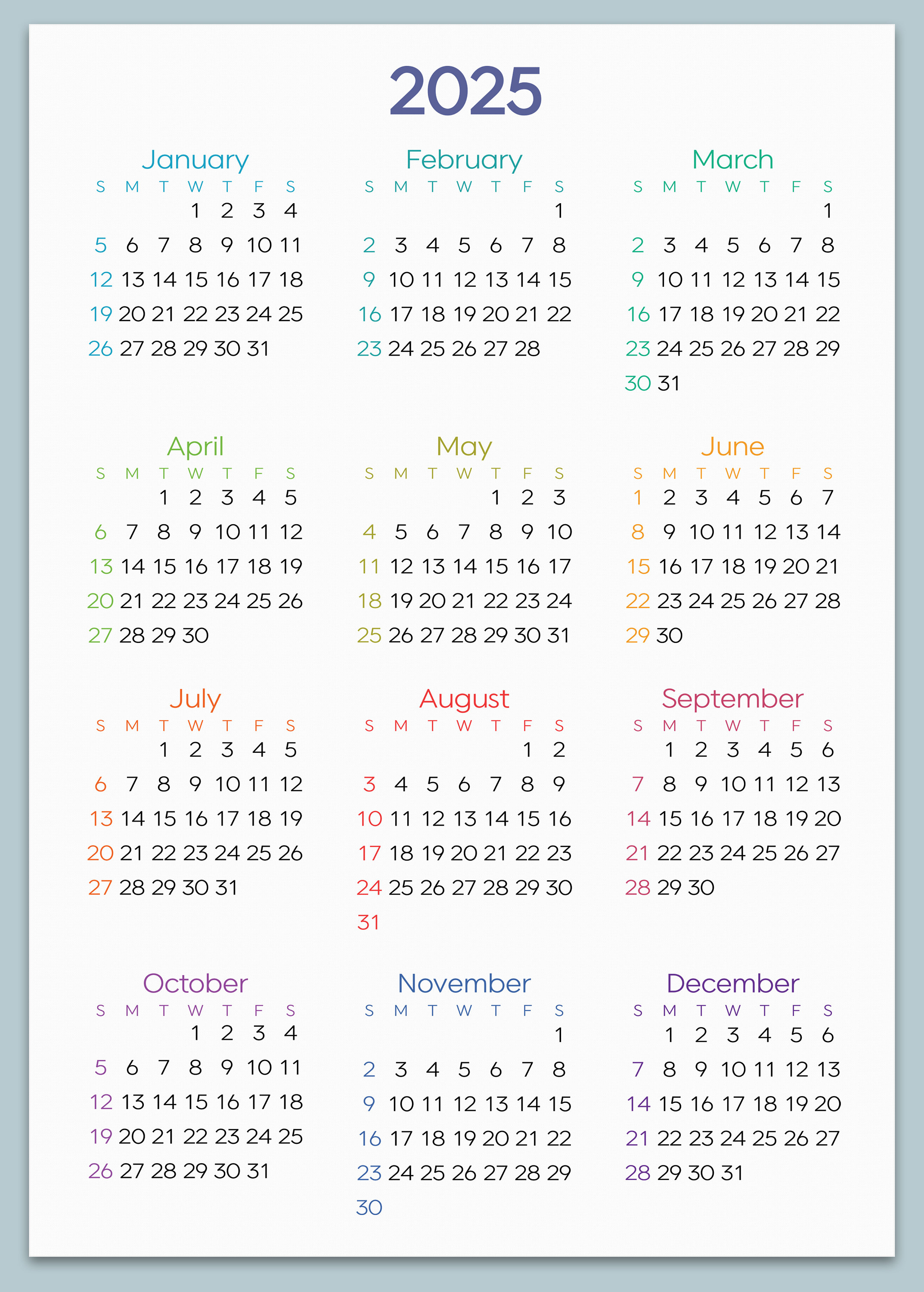 2024-25 Yearly Calendar,year at a Glance Calendar, Digital Printable ...