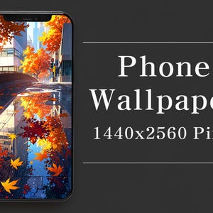 Autumn Cityscape Phone Wallpaper, Urban Reflection (Digital Download)