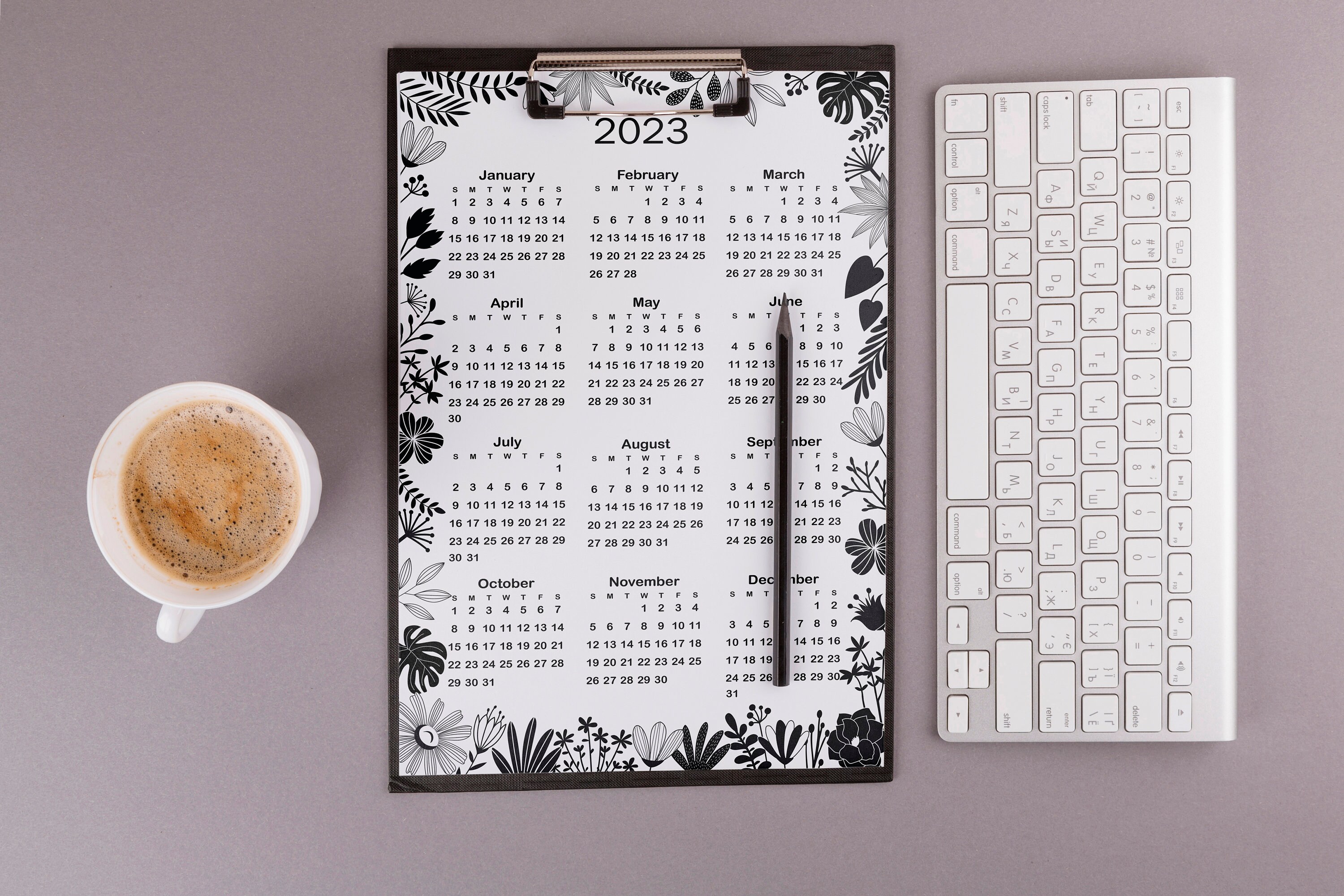 2023 Yearly Calendar Printable, 2023 Yearly Calendar, Year at a Glance ...
