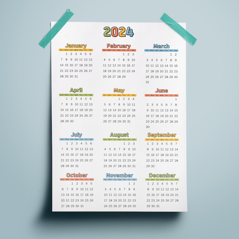 2024-25 Calendar Printable, Yearly Calendar,one Page Calendar, Year at ...