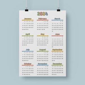 2024-25 Calendar Printable, Yearly Calendar,one Page Calendar, Year at ...
