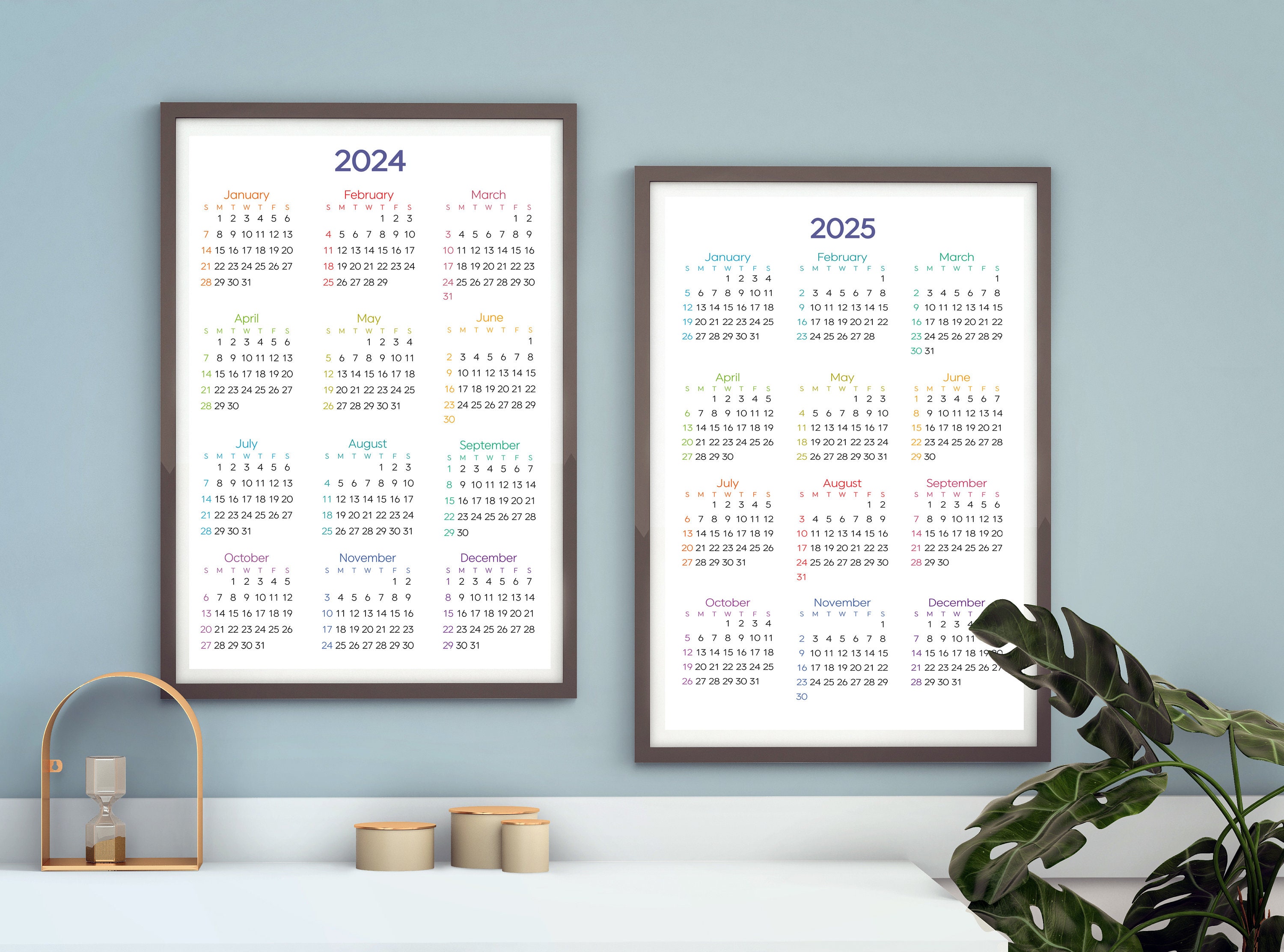 2024-25 Yearly Calendar,year at a Glance Calendar, Digital Printable ...