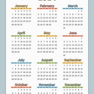 2024-25 Calendar Printable, Yearly Calendar,one Page Calendar, Year at ...