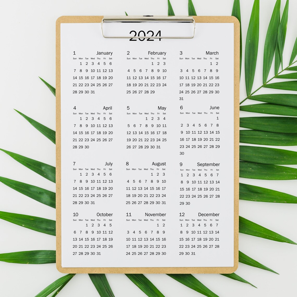 2024-25 Calendar Printable, Yearly Calendar, Minimalist Calendar ...