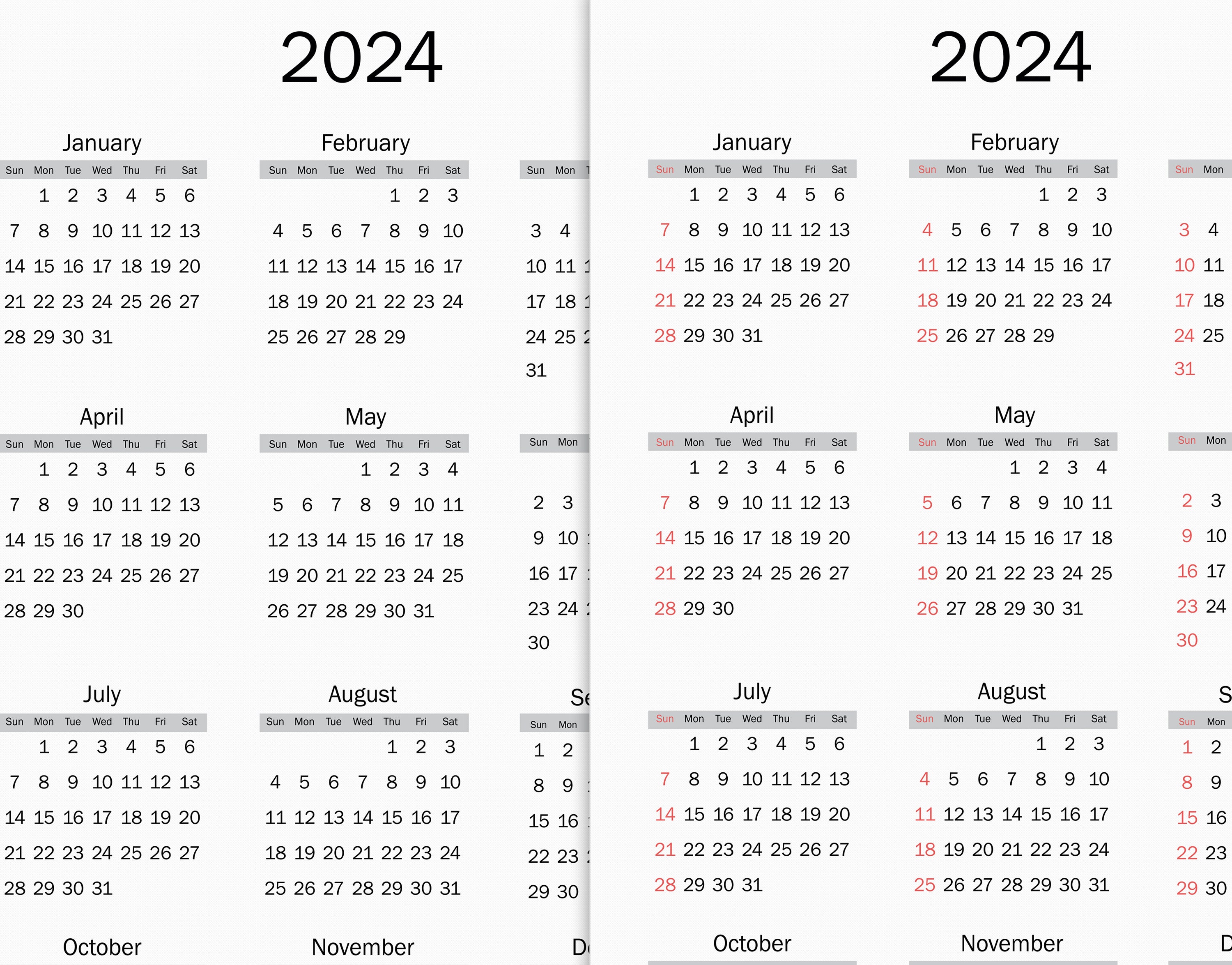 2024-25 Calendar Printable, Yearly Calendar, Minimalist Calendar ...