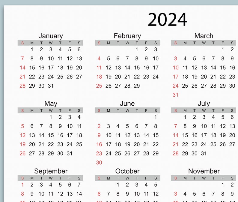 202425 Calendar Printable, Yearly Calendar,one Page Calendar, Year at
