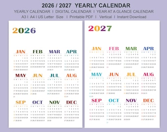 2026-2027 Minimalist Printable Calendar | Vertical Planner (PDF)