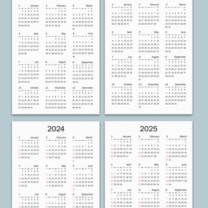 2024-25 Calendar Printable, Yearly Calendar, Minimalist Calendar ...