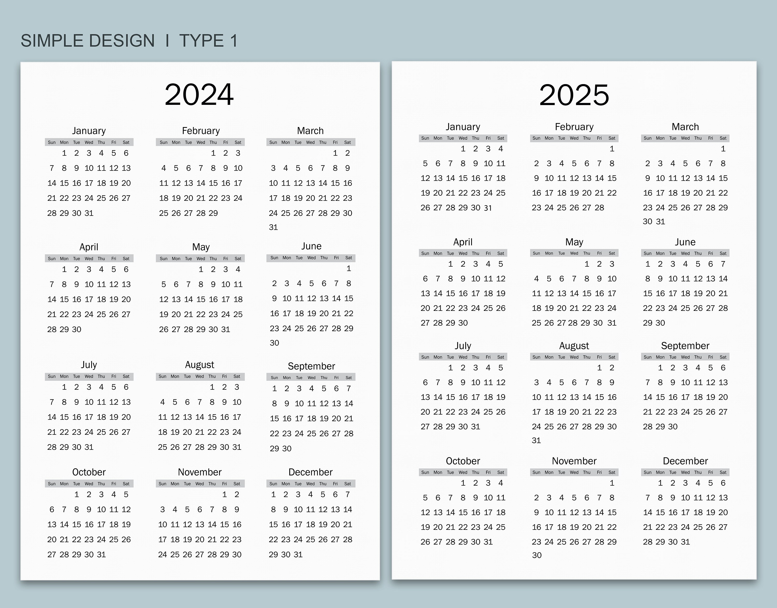 COM. Calendar 2024年サイン入り 2024-25 Calendar Printable, Yearly Calendar, Minimalist